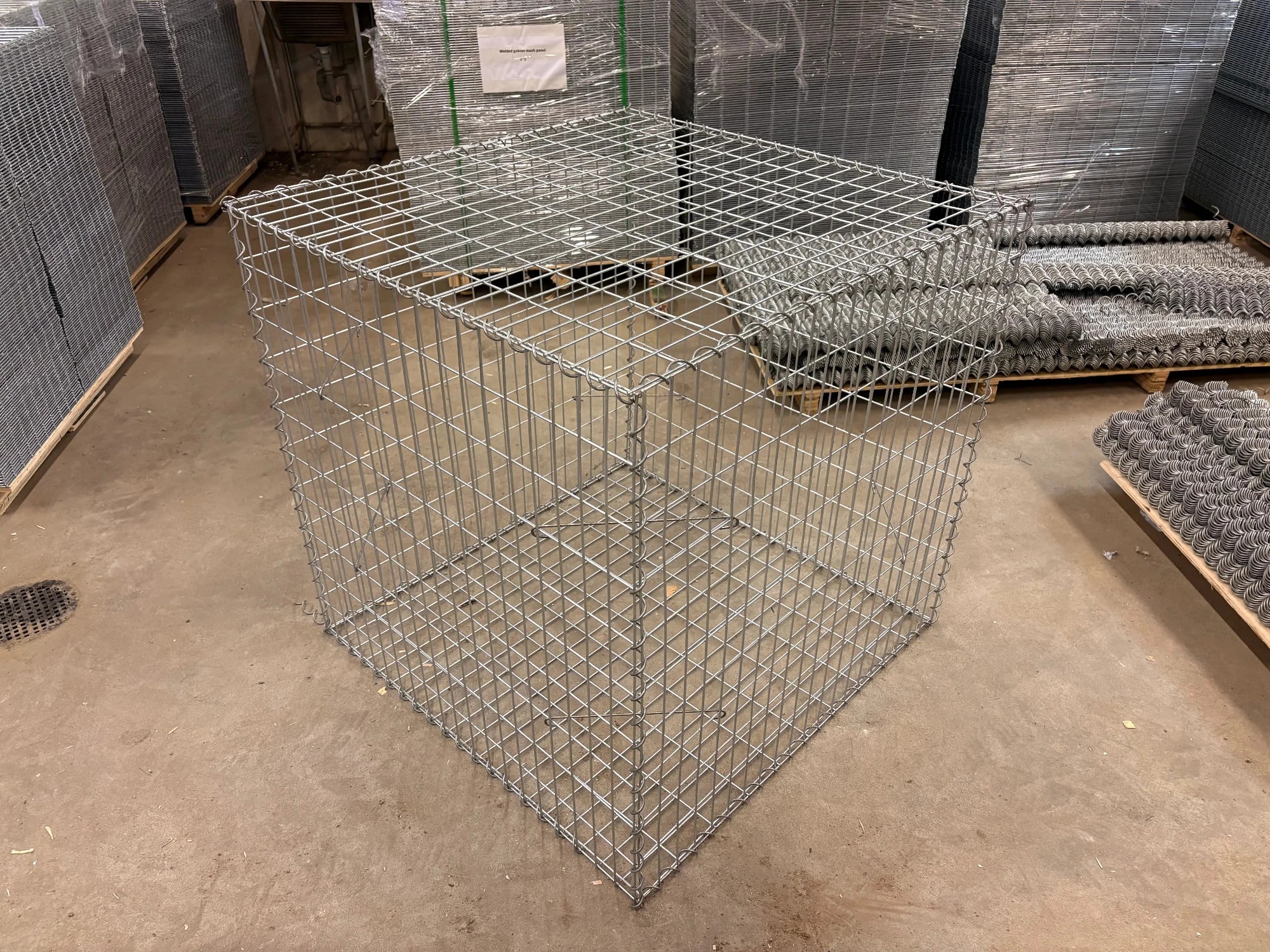 Gabion 100 x 100 x 100 cm - galvaniserad gabionkorg 4 mm